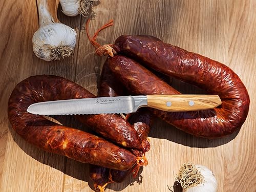 Vista 17 de Wüsthof AMICI - Cuchillo Santoku de borde hueco de 7 pulgadas, color marrón