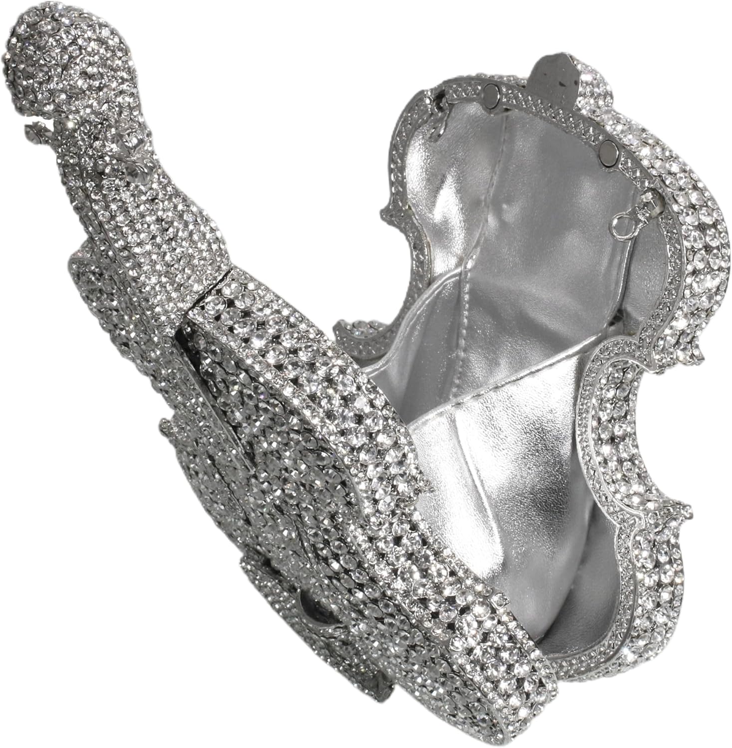 Women Mini Violin Evening Bag Sparkling Rhinestones Clutch Wedding Party Banquet Purse