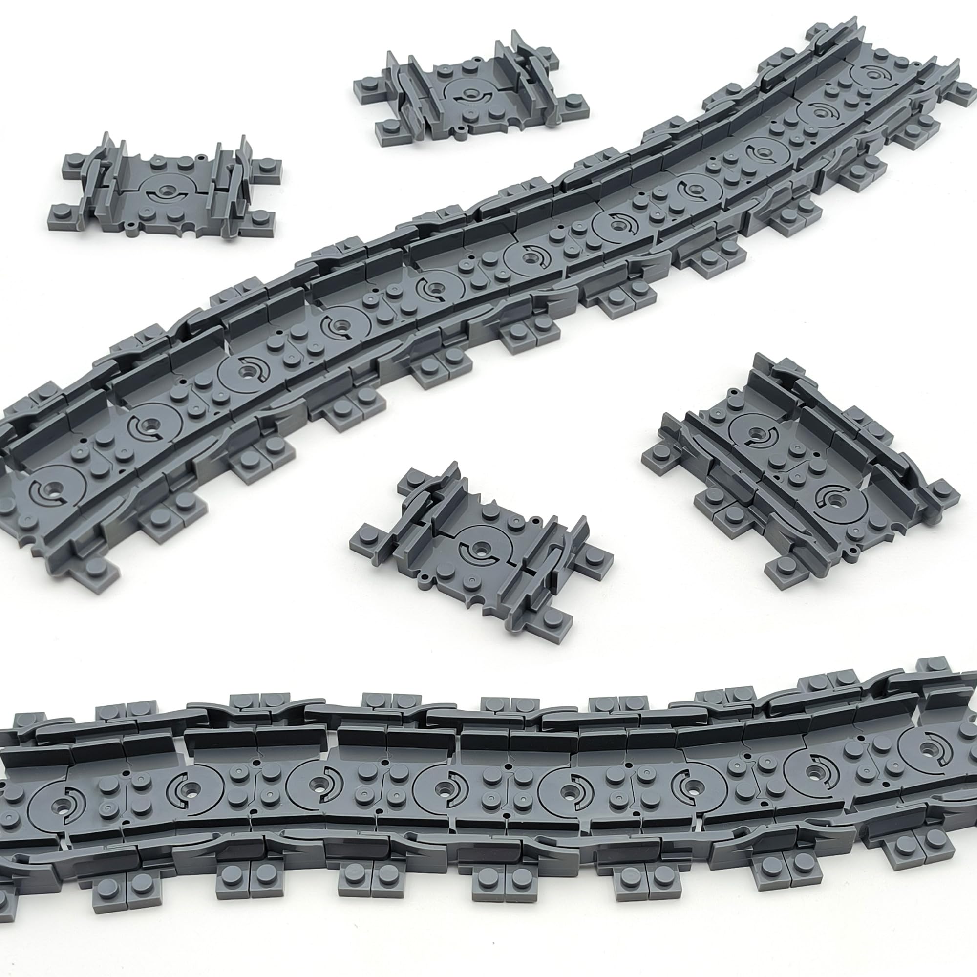 24pcs Flexible Train Track Building Block Toy Compatible with Major Brand City Train Track Accessories Gift for Kids
