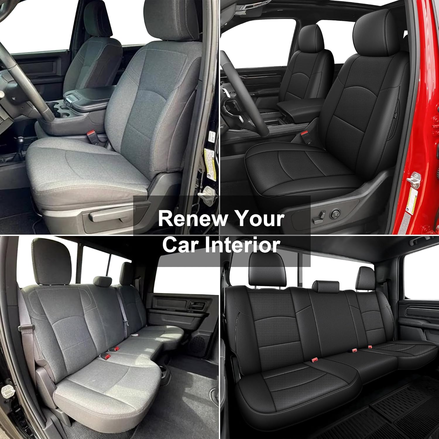 AOMSAZTO Seat Cover for Ram 2500: 2019 2020 2021 2022 2023 2024 2025 2026 Custom Fit Car Seat Covers Truck Full Set (Black)