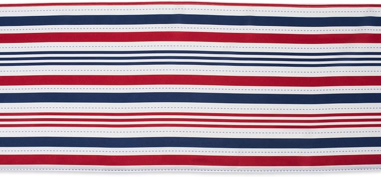 DII Patriotic Stripes Tabletop Collection, Stain Resistant & Waterproof, Table Runner, 14x108, Red, White, Blue