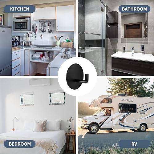 Miniatura 5 de Ganchos de ducha resistentes al agua para colgar esponjas, toallas, ropa, batas para baño, pared adhesiva extraíble, gancho de puerta de acero