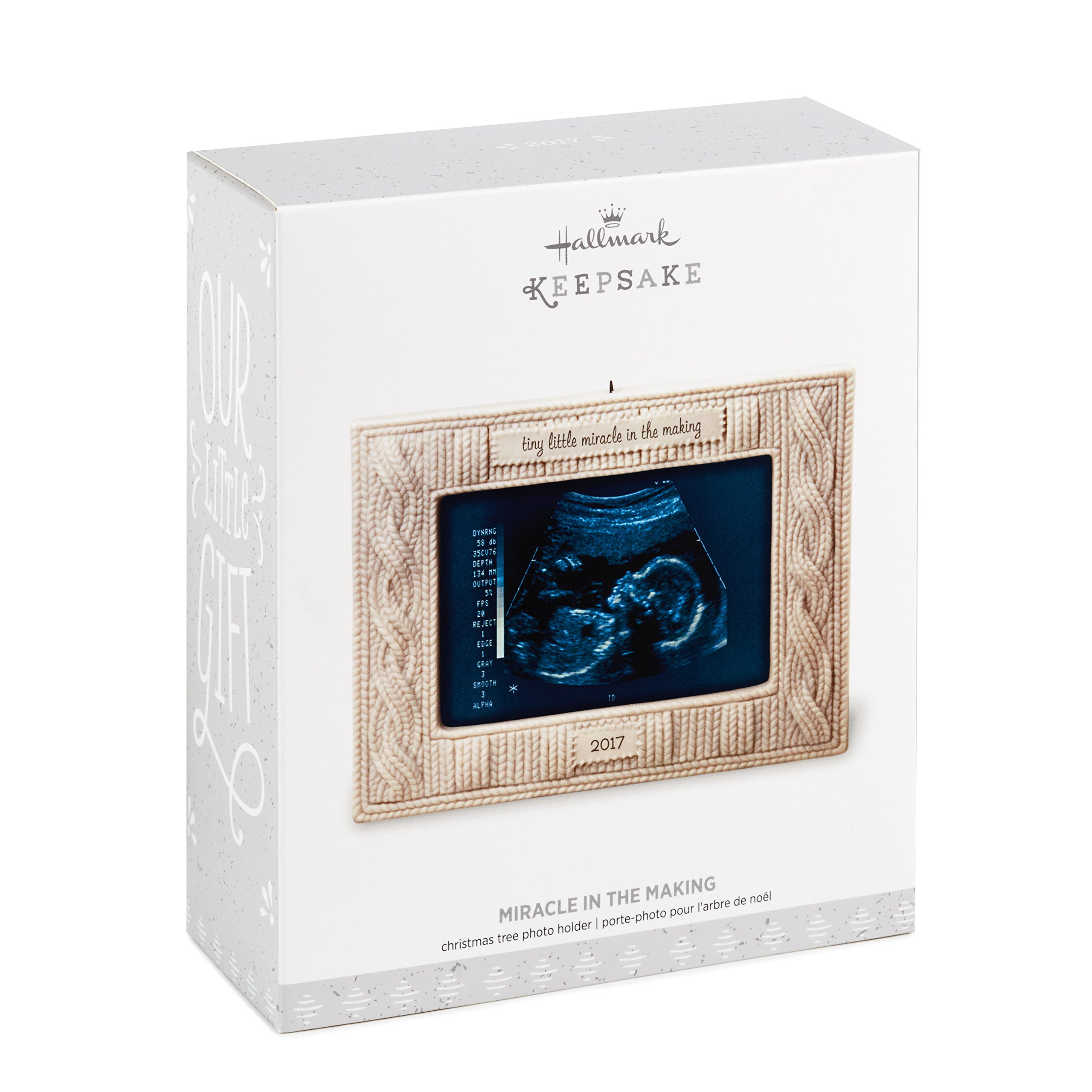HallmarkKeepsake 2017 Miracle in The Making Sonogram Photo Holder Premium  Porcelain Dated Christmas Ornament