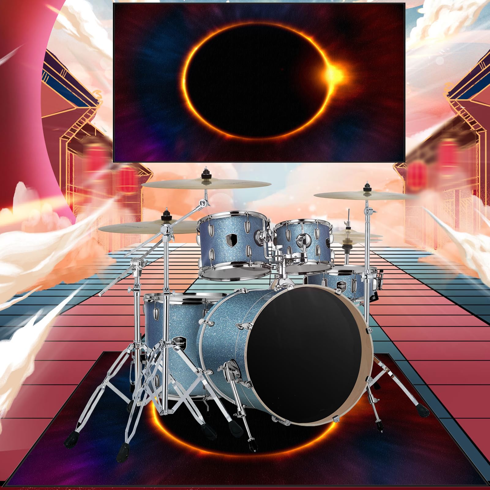 Dywanik bębnowy, profesjonalny koc bębnowy, antypoślizgowy dźwiękoszczelny dywan, elektroniczny bęben do werbla akustycznego Snare Drum i innych instrumentów muzycznych 140 x 100 cm