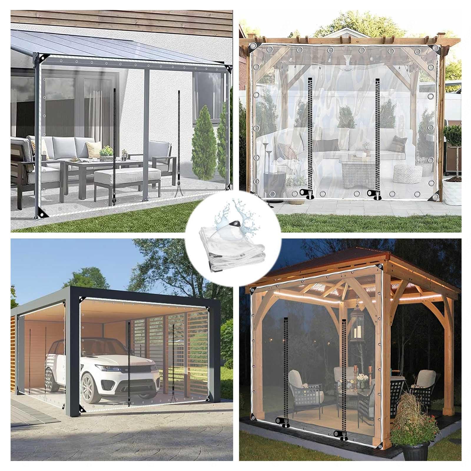 Rideaux De Bâche Transparente Imperméable Avec Fermeture Éclair – Panneaux Latéraux PVC Pour Pergola, Patio, Gazebo 2.2x2m