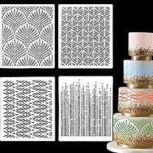 4 Pcs Cake Decorating Stencils Floral Cake Stencils Template Reusable Spray Floral Cookie Stencils Hollow Lace Decoration Stencil Fondant Stencils Baking Stencils DIY Cake Tool Dessert Decoration Mold