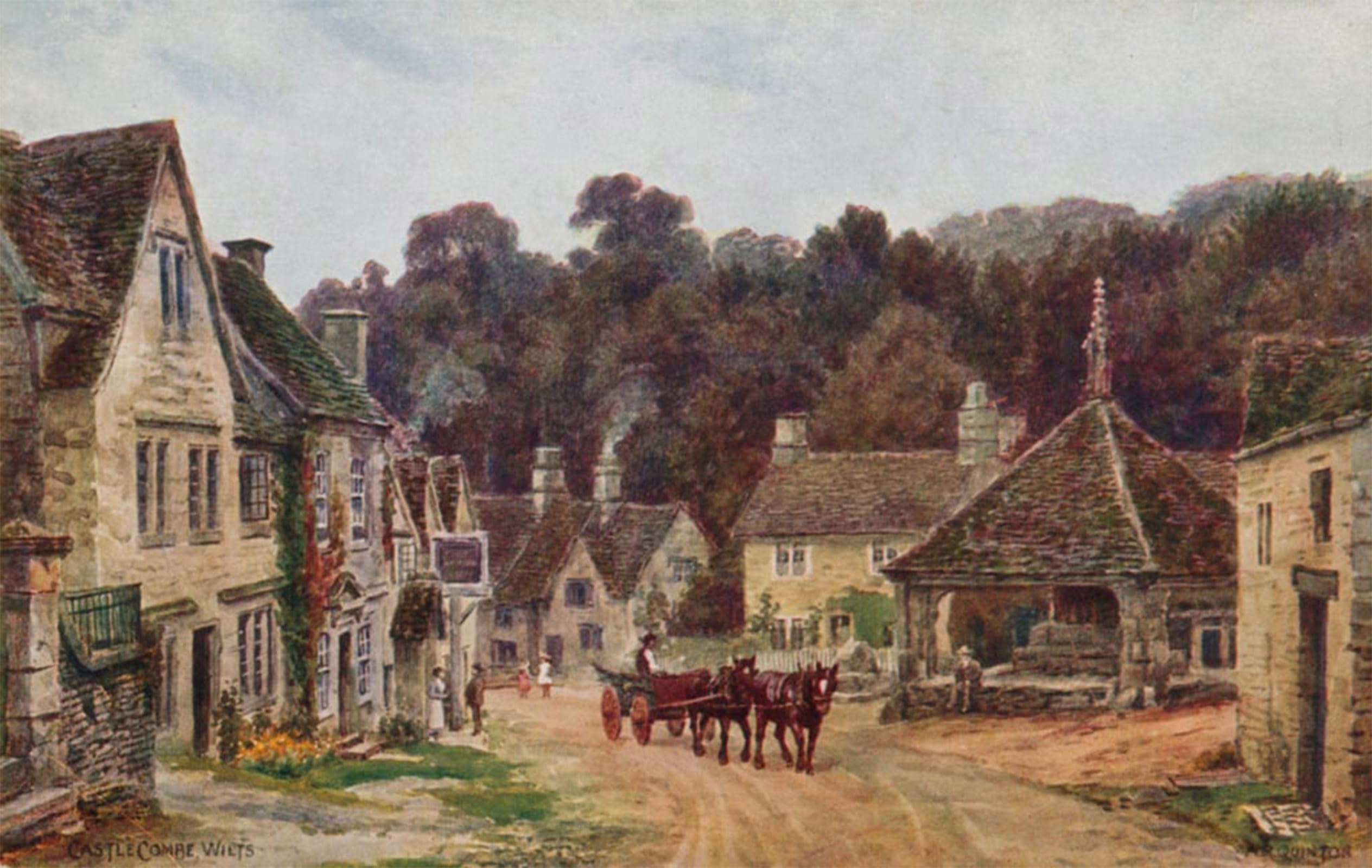 ARTXLXXBN Famous Art Print Poster Vintage Wall Art Castle Combe Wiltshire by Alfred Robert Quinton Canvas Art Poster for Home Decor 60x90cm