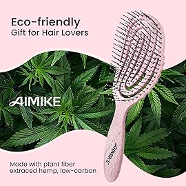 AIMIKE Hemp-Relax Detangler Hair Brush, Eco-Friendly Detangling Brush for Wavy Straight Hair, Vented Hairbrush w/Soft Bristles, Glide Through Tangles with Ease for Women, Kids, Wet & Dry Hair