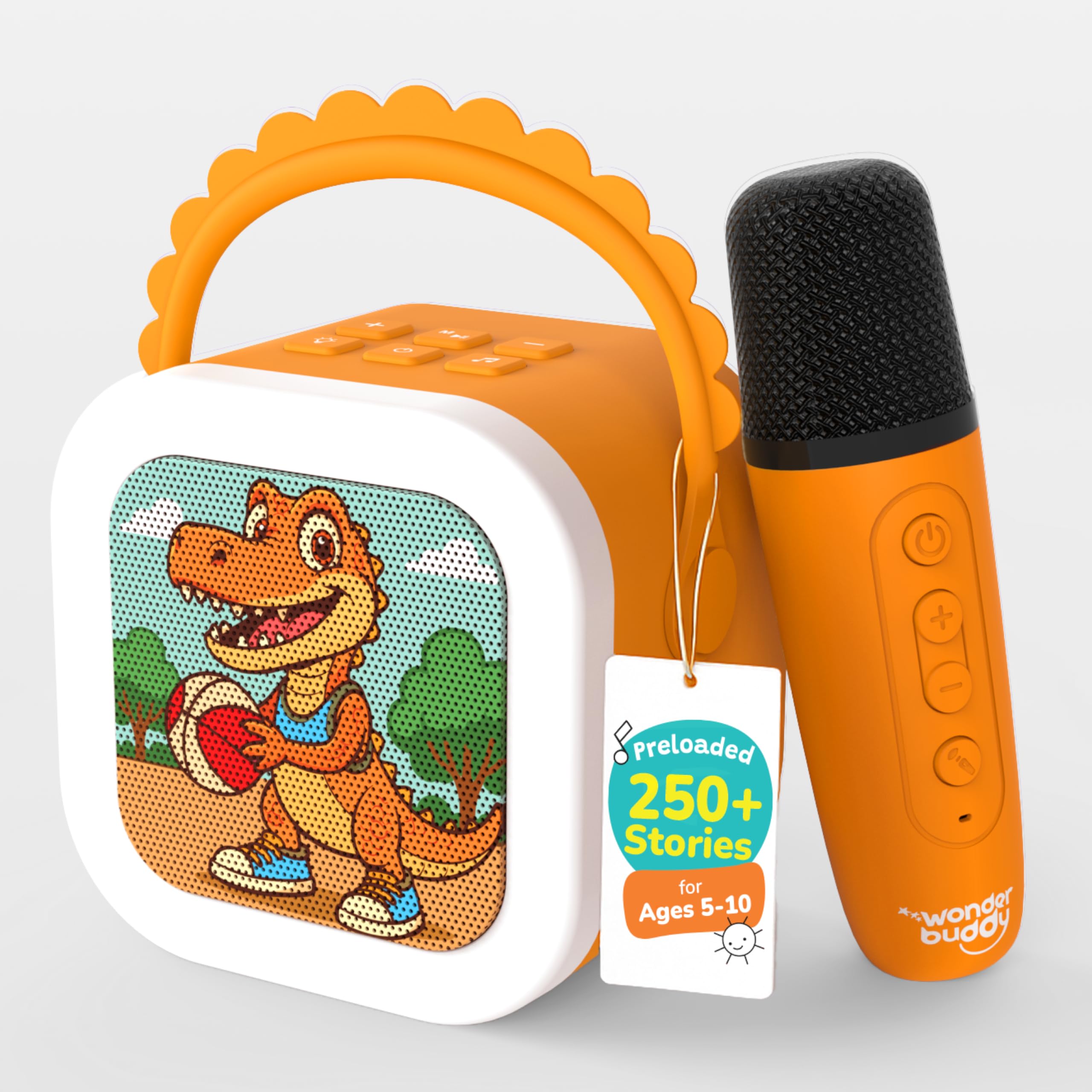WonderBuddy StoryBox Mini, 250+ Stories Preloaded, Karaoke Mic for Singing, RGB Lights, Kids BT Speaker, Musical Toy, Birthday Gift for 6-10 Year Kids - Dino-picture-18