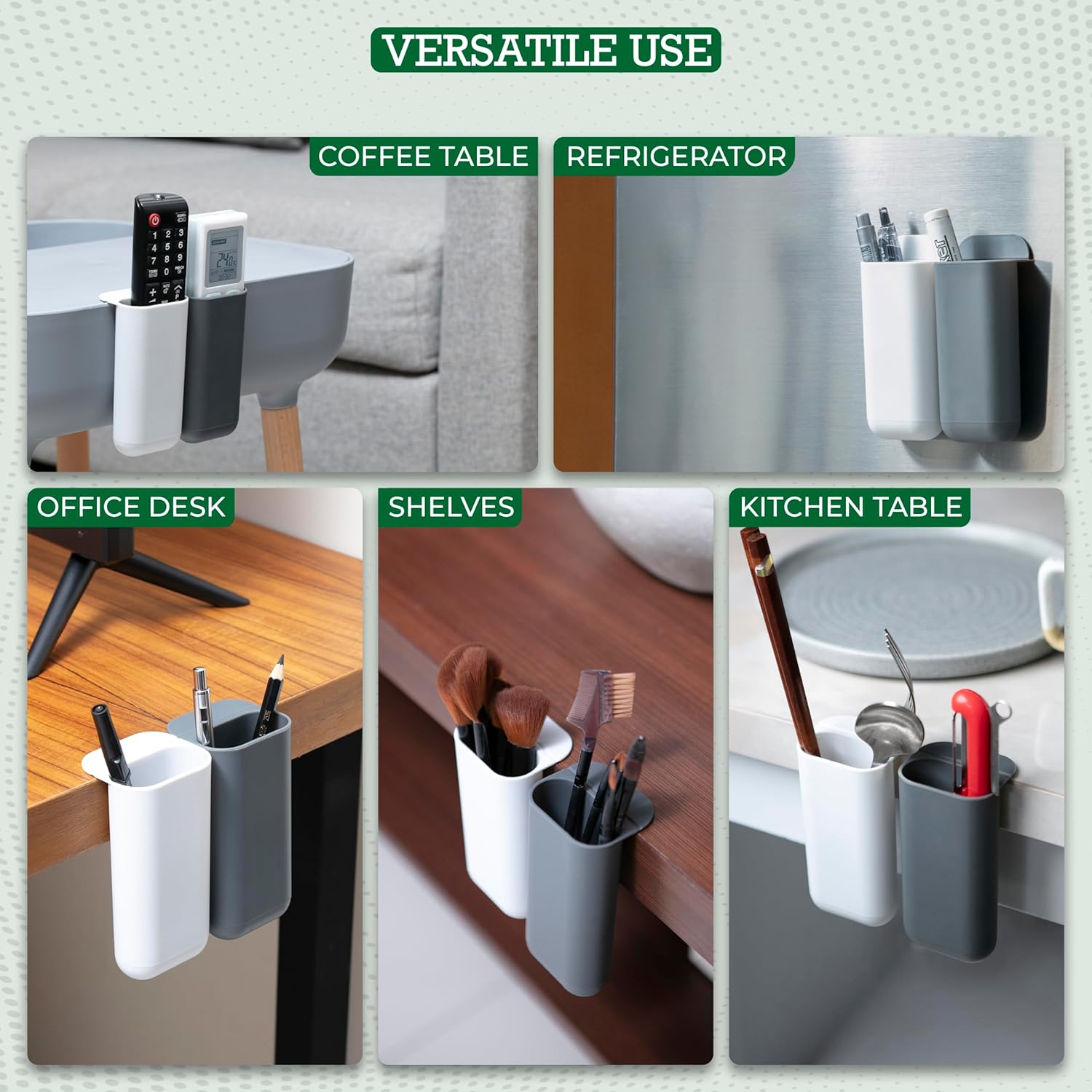 2 Pack Deskside Pen Holder - Optimize Your Space with Our Attachable Pencil Holder for Desk - Desk Pen Holder with Self-Adhesive and Rotatable Attacher - Image 6