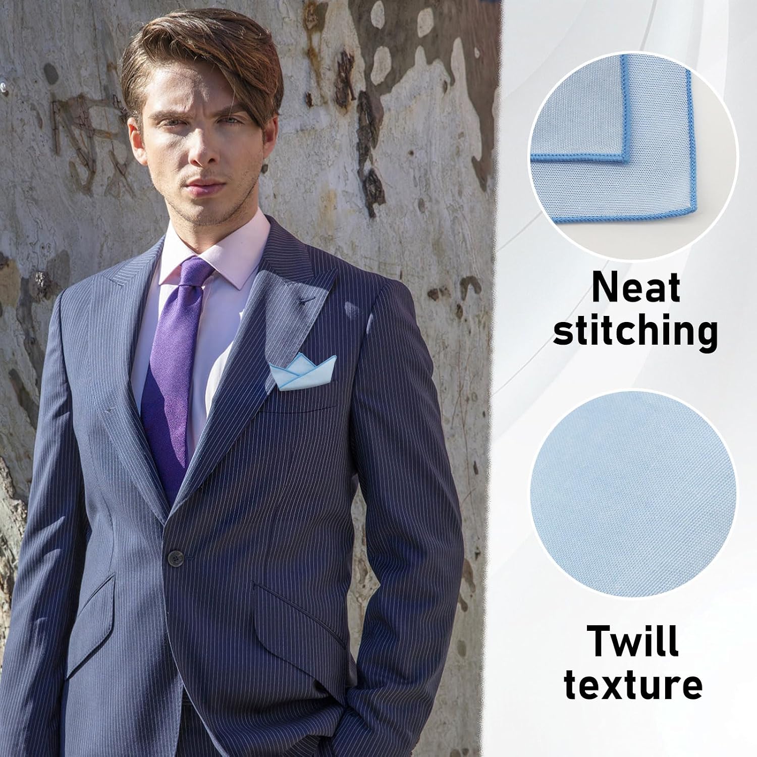 LJBFNN Pocket Squares Handkerchiefs for Men Soft Cotton Mens Womens White Pocket Square with Holder for Suit Wedding Business