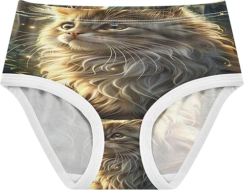 Cotton Toddlers Underwear Floral Kitties Digital Art Cat Little Girl Panties Print Kids Undies Briefs