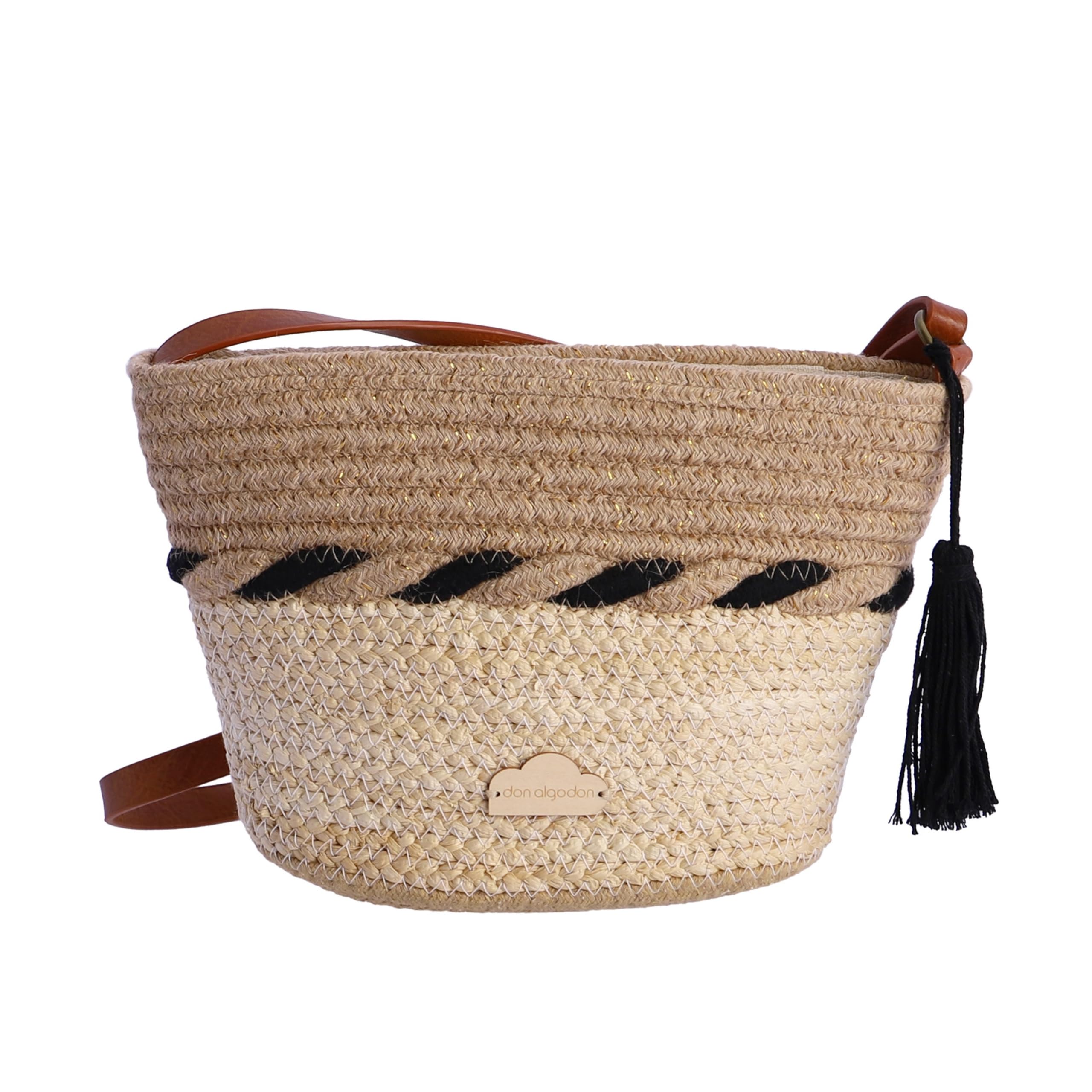 DON ALGODON Bolso mujer - bolso playa - bolso bandolera mujer - bolso de verano - bolso rafia con cremallera - bolso de paja - bolso trenzado mujer - Ligia