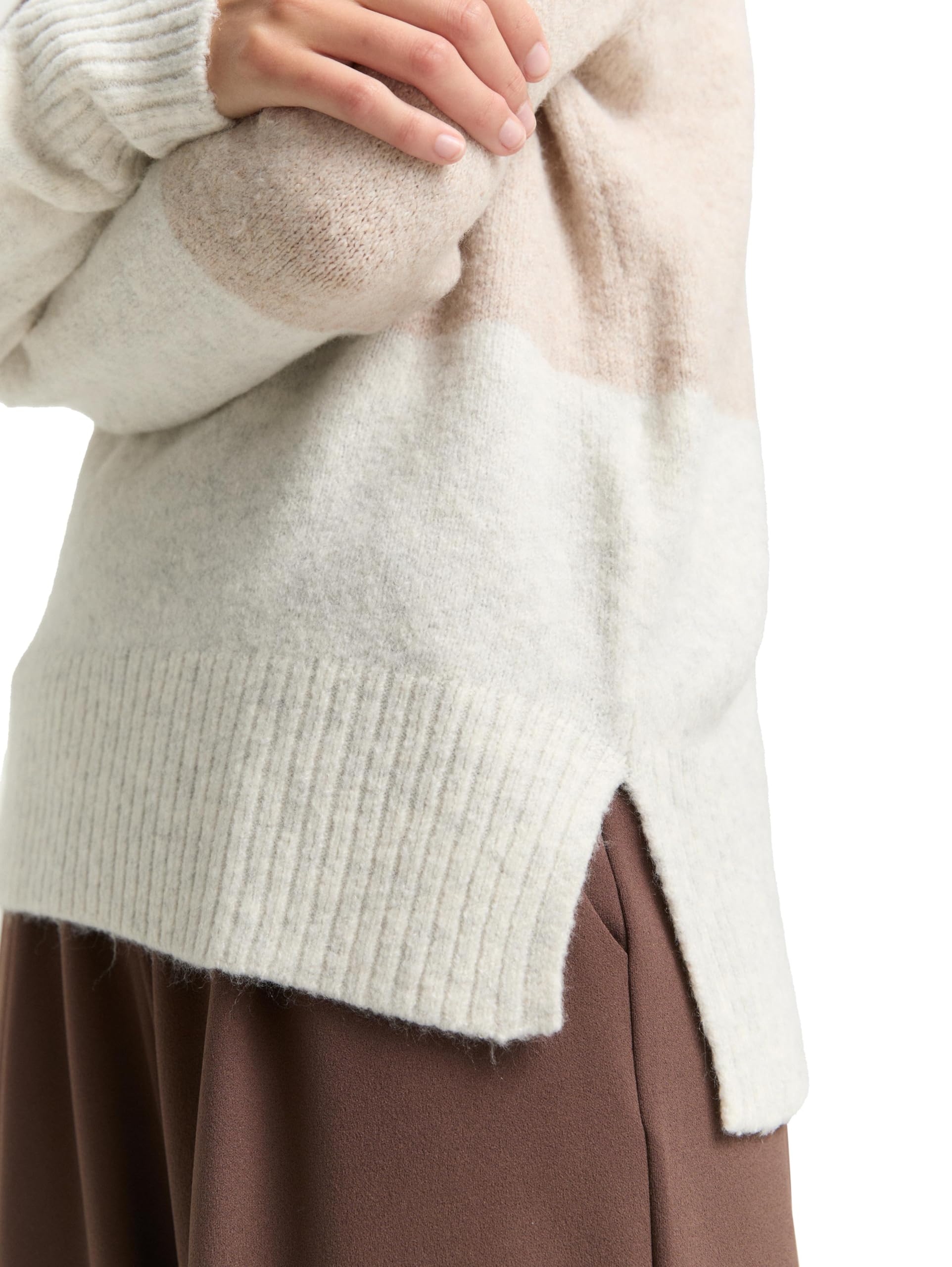 TOM TAILOR Denim Damen Strickpullover mit Colour Blocking