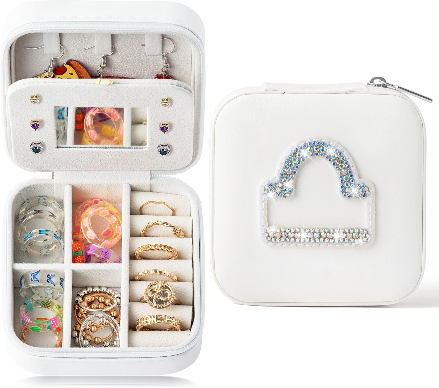 K1tpde Zodiac Travel Jewelry Case for Women, Small Organizer Box for Ring Earring Pendant Necklace Bracelet, Birthday Gifts for Mom, Lover, Libra