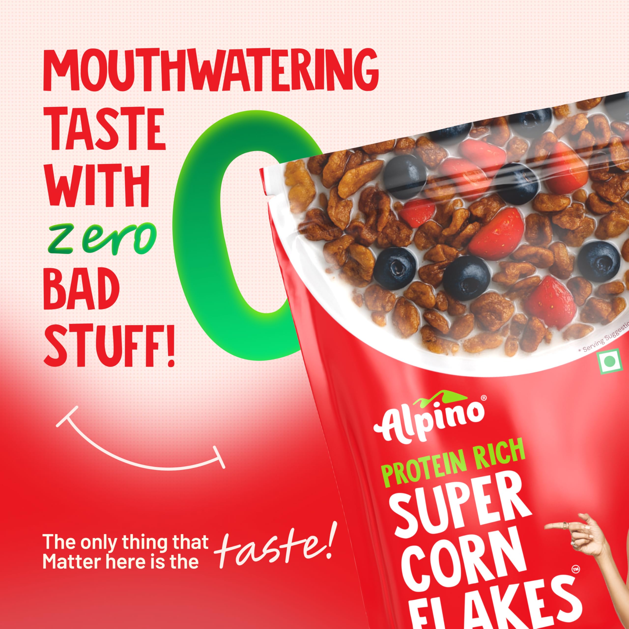 ALPINO Protein-Rich Super Corn Flakes Chocolate 750g - 13% Protein, Natural Peanut Butter, Brown Sugar - Source of Healthy Fats & Dietary Fibre, Added Vitamins & Minerals 1