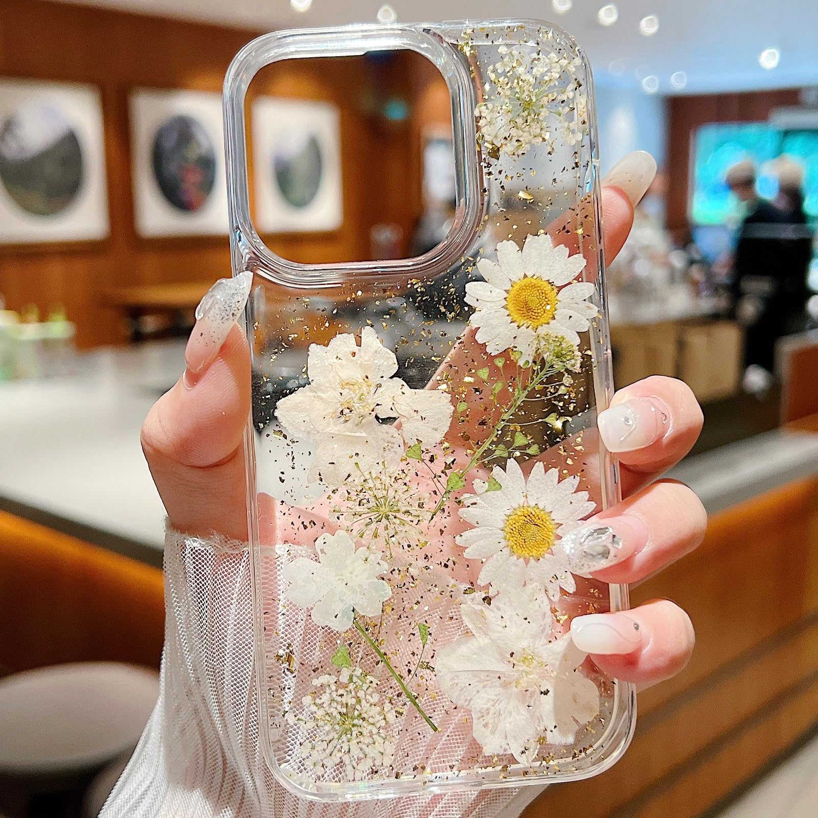 Cute White Flowers Case For IPhone 15 Pro Max - Clear TPU Cover With Floral Pattern & Shock Protection