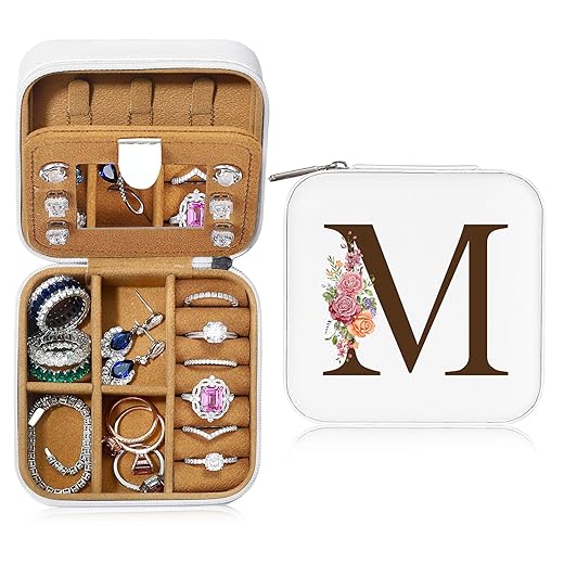 Parima Personalized Gifts for Her - Small Travel Jewelry Box Jewelry Case Organizer Travel Accessories Travel Essentials, Customized Birthday Gifts for Her Women Teen Girls Daughter Teenage Initial R