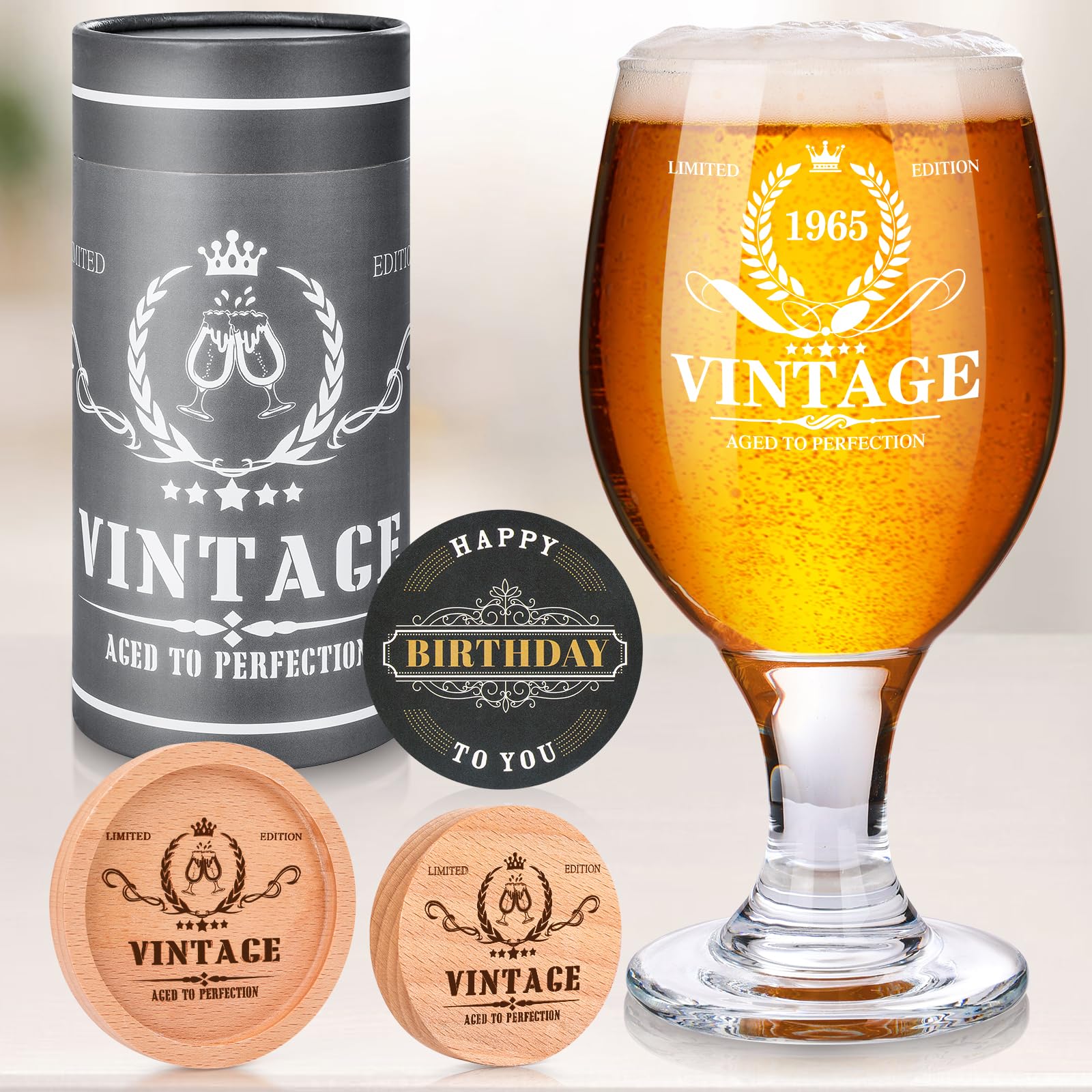 Verre à Bière 560ml Idée Cadeau Homme 60 Ans - Verre Pour Papa, Papy, Grand-Père - Anniversaire, Noël, Fête Des Pères