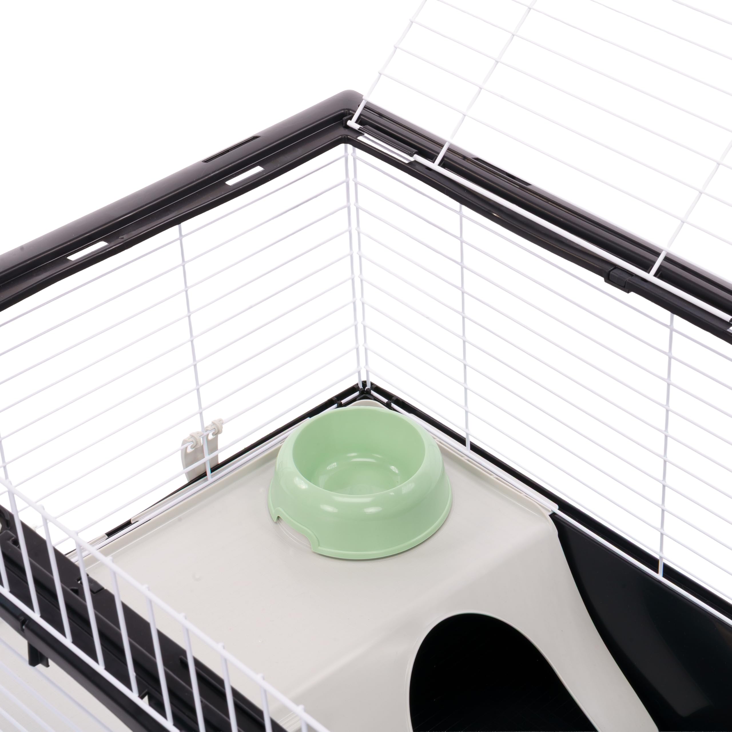 Ferplast Jaula Conejo PARKHOME 100, Jaula para Cobayas Conejos, con Recinto para Conejos, Valla para Mascotas, Casita Conejo y Bebedero, 95 x 177,5 x h 56 cm, de Plástico con Techo Abrible