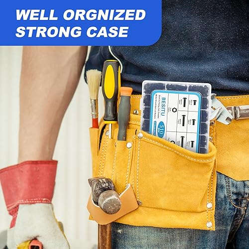 Miniatura 5 de Besitu Kit surtido de pernos M6, 510 piezas M6 x 101214162025301.378 in, cabeza de botón, tornillos hexagonales, tuercas, arandela, kit surtido de