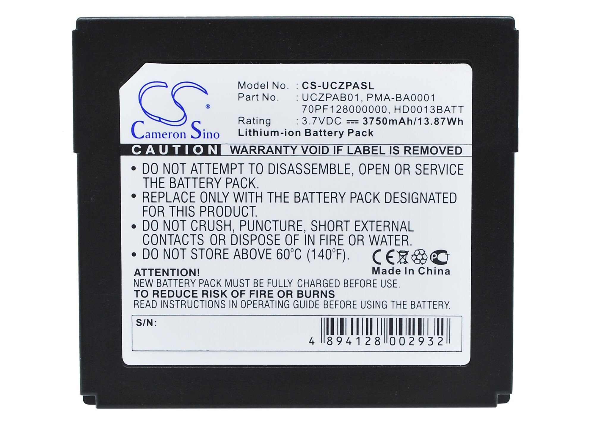 Enyuly 3750mAh Replacement Battery for Creative Zen Protable Media Center UCZPAB01 PMA-BA0001 BA20603R79913 (3.7V)
