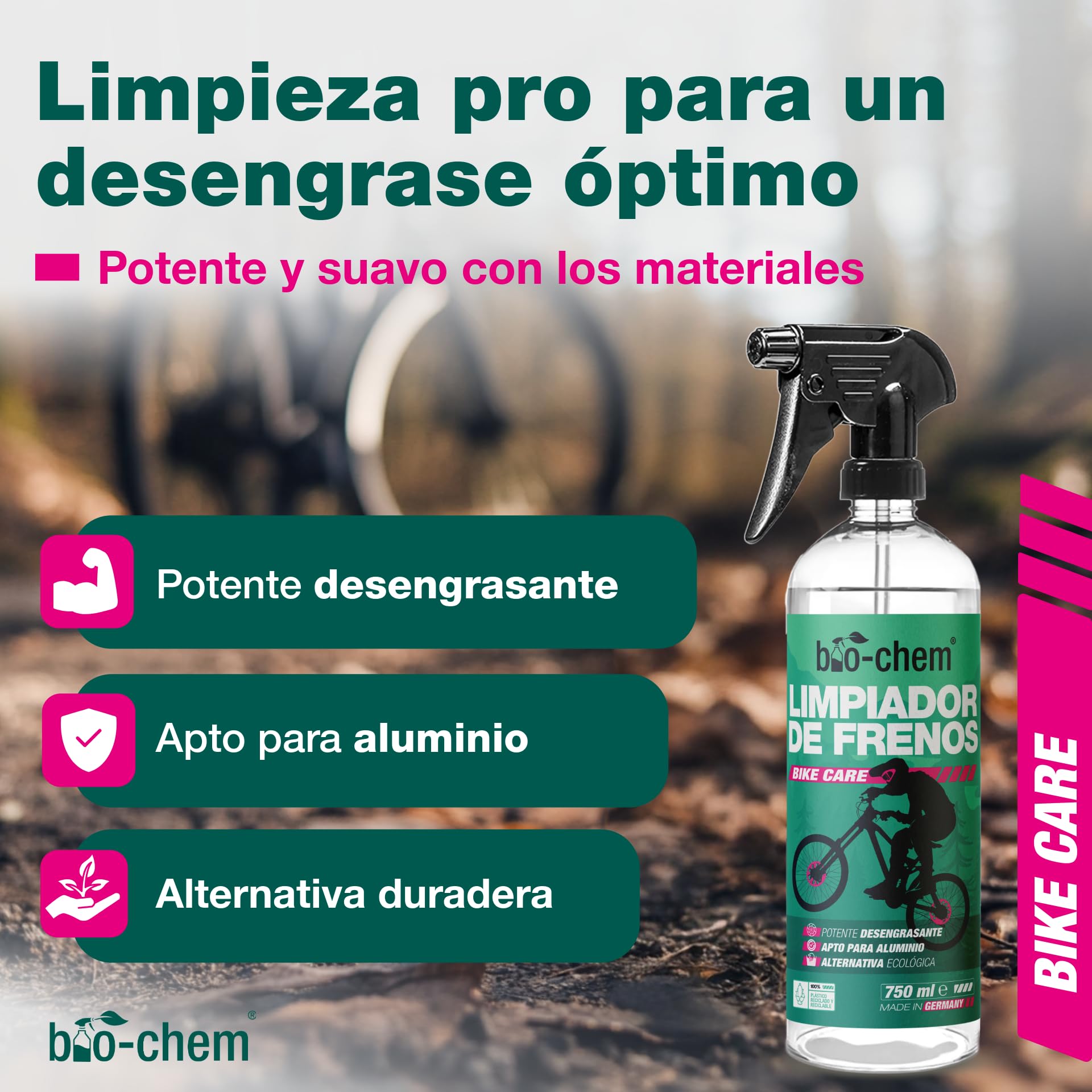 bio-chem Limpiador de frenos 5L + 750ml para coches y bicicletas | Cuidado de bicicletas, mountain bikes, e-bikes, motos y coches - Limpiador desengrasante para sistemas de frenos de bicis