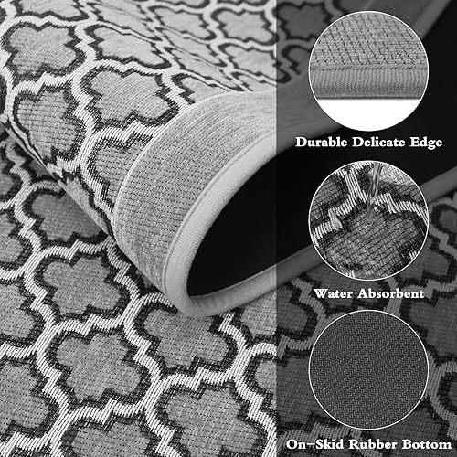 Miniatura 4 de GOYLSER Tapete de cocina de perfil bajo bohemio para sala de estar, alfombra de baño lavable para dormitorio, alfombra de área extra grande,