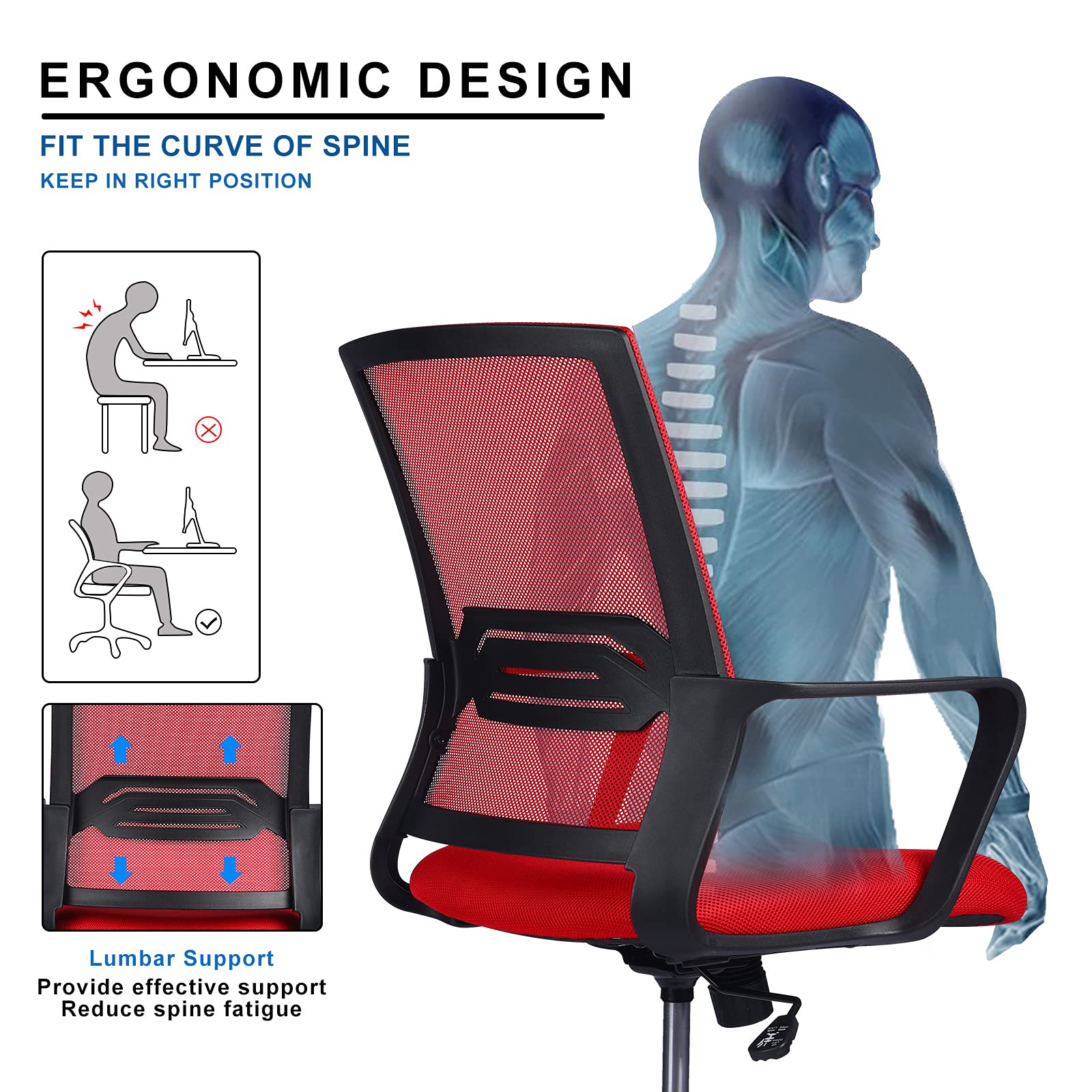 Buy ComHoma Office Chair Ergonomic Desk Chair Mesh Computer Chair Mid