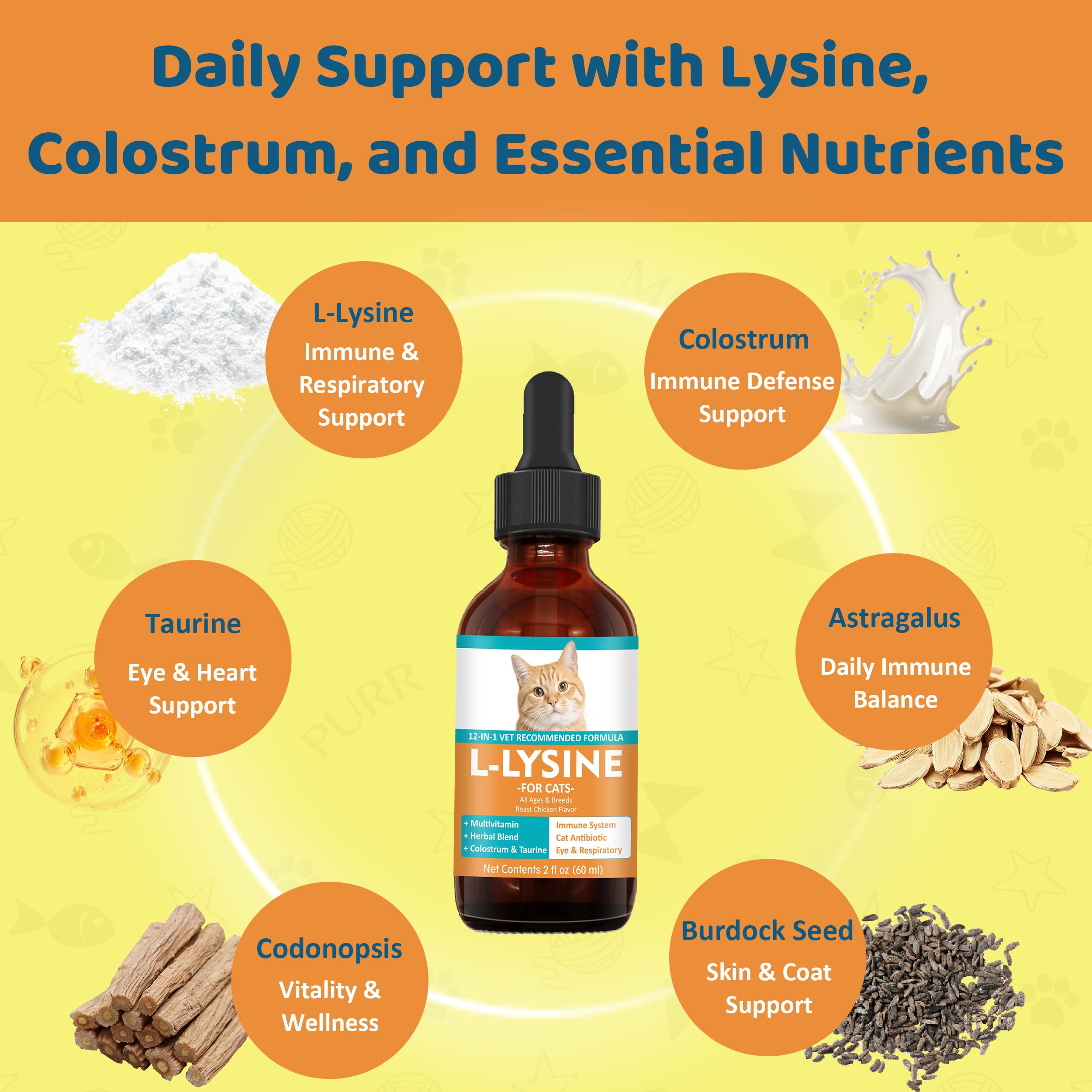 L-Lysine Supplement for Cats – Immune & Respiratory Support, Liquid Lysine for Sneezing, Runny Nose & Eye Health, Chicken Flavor, 60 mL — Amazon image 3