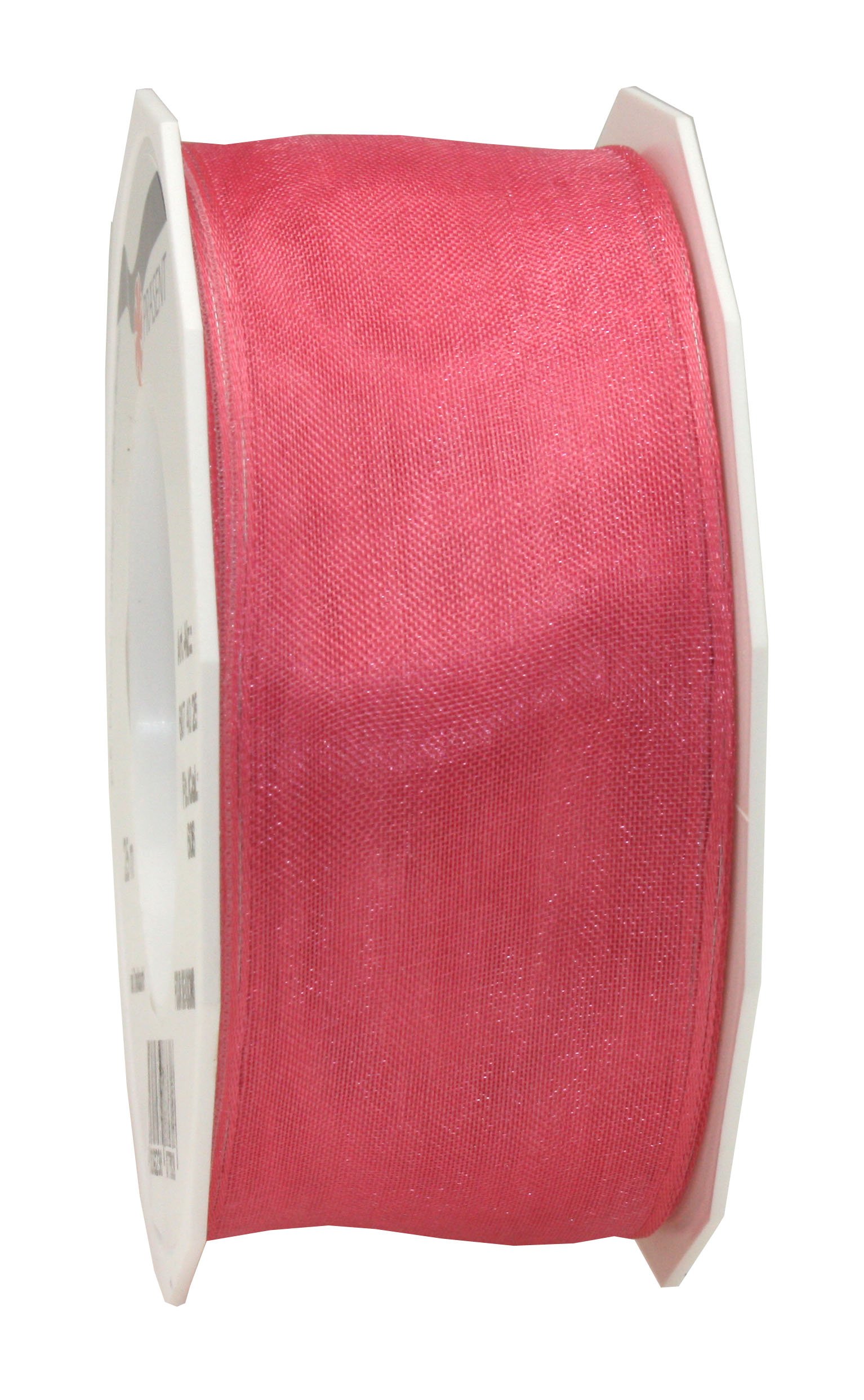 PRÄSENT - Four Seasons Organza wired edge Ribbon Coral 40 mm width, 25 m length, Crystal, 40mm - 25m