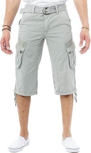 X RAY Pantalones cortos largos tácticos con cinturón para hombre, entrepierna de 18 pulgadas, longitud por debajo de la rodilla, con múltiples