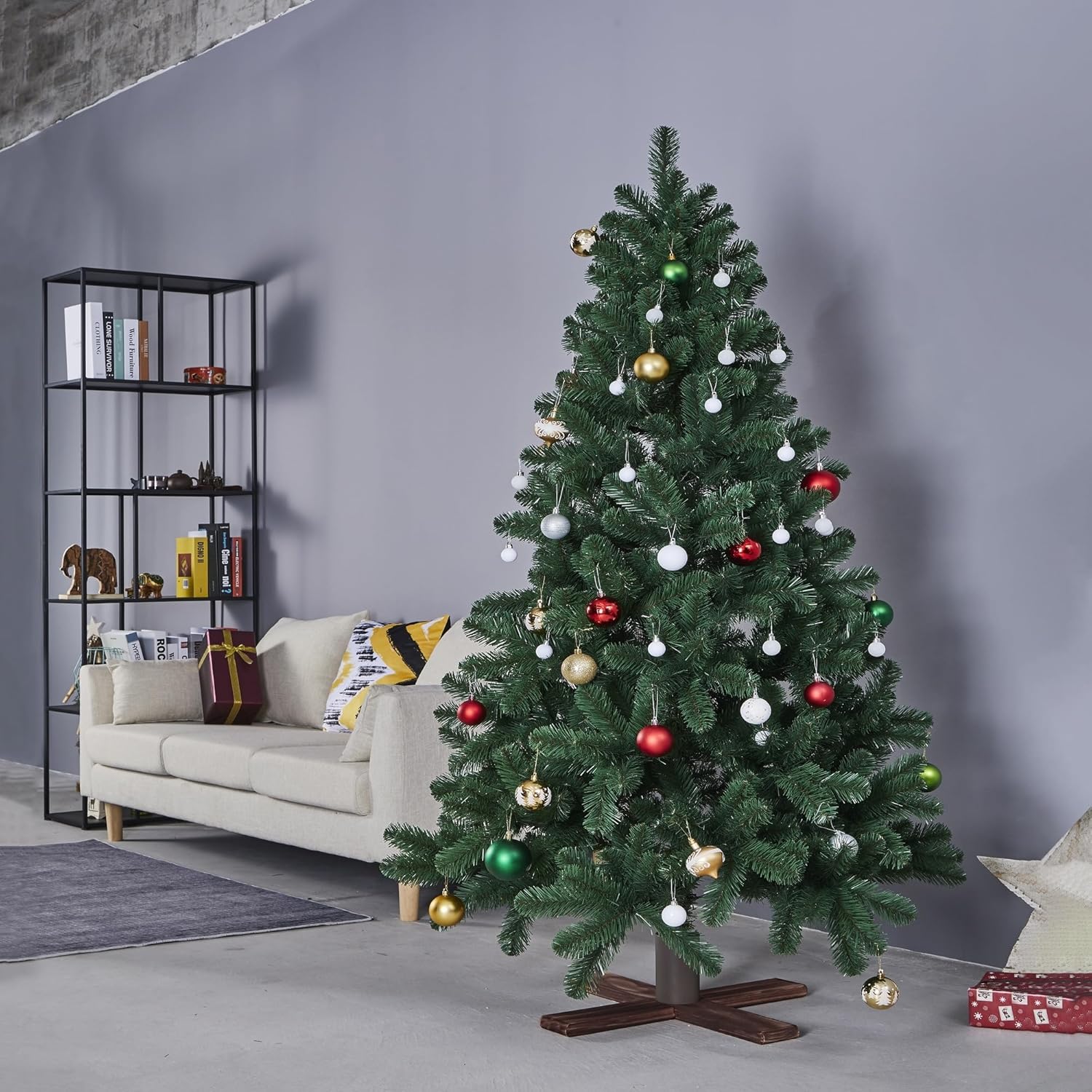 Dark Wood Adjustable Artificial Christmas Tree Stand for Trees Up to 7.75ft Tall Brown 21