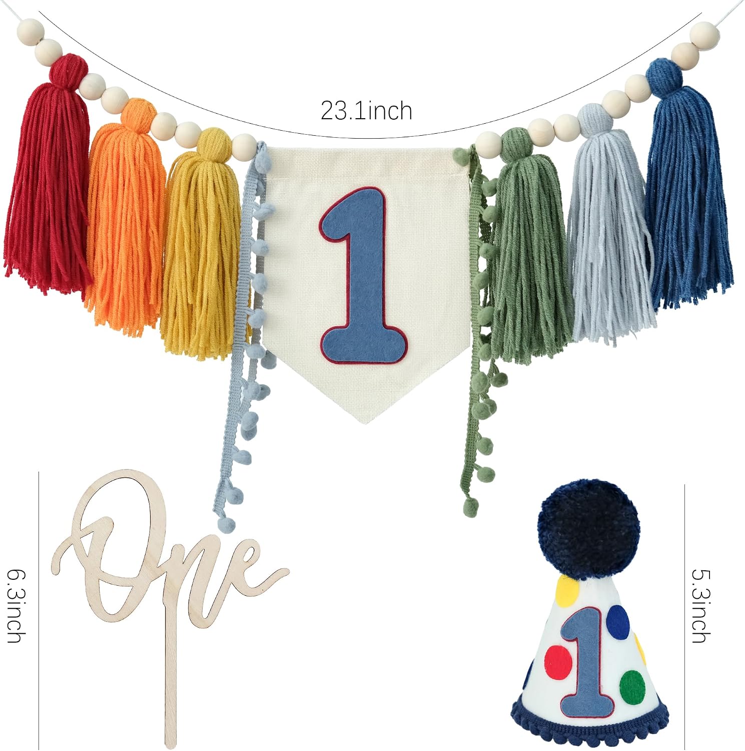 First Birthday Decorations for Boy 1st High Chair One Year Banner