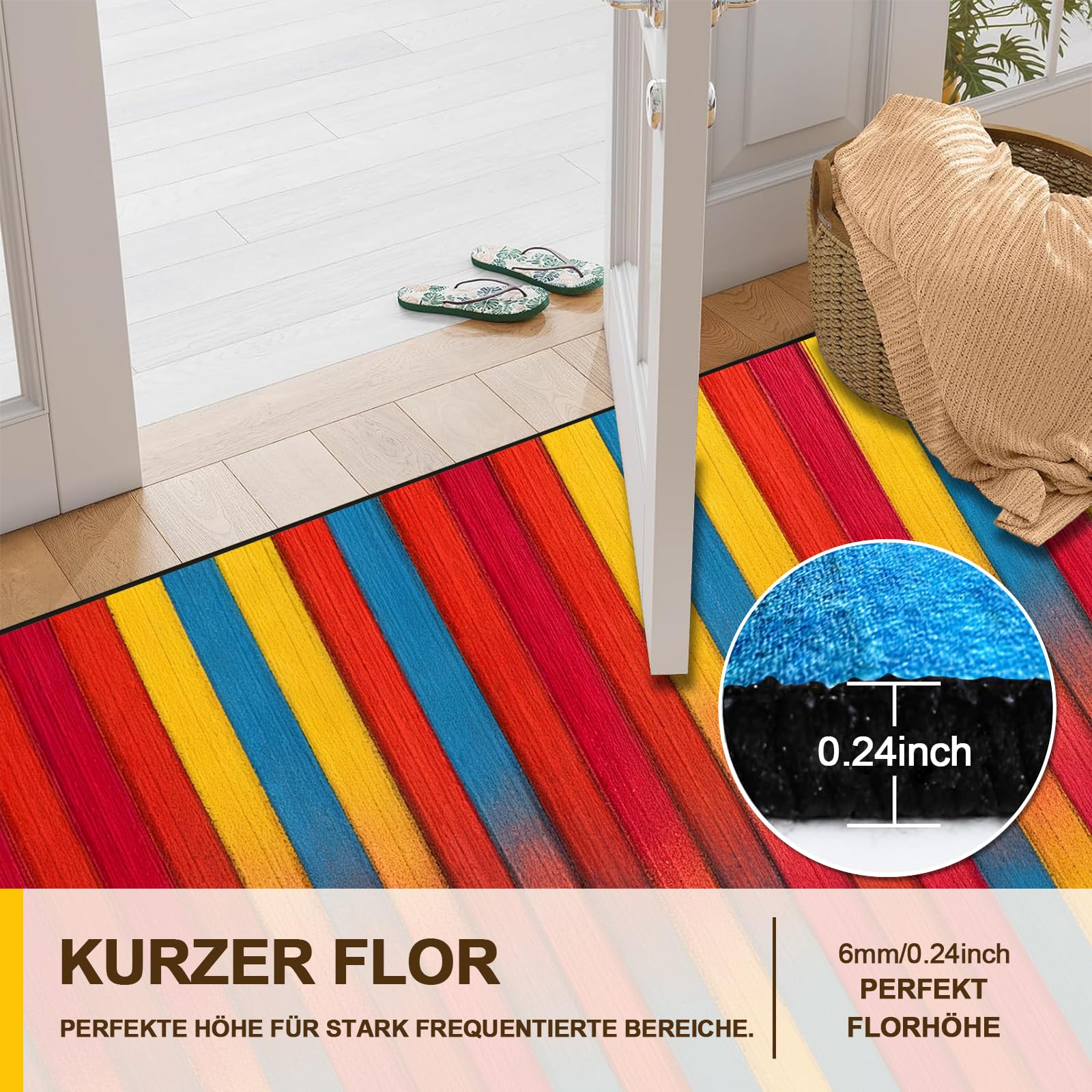 Teppich Läufer Flur Modern, Teppich Waschbar rutschfest, Wohnzimmer Teppich, Für Wohnzimmer, Flur, Küche, 80x300CM
