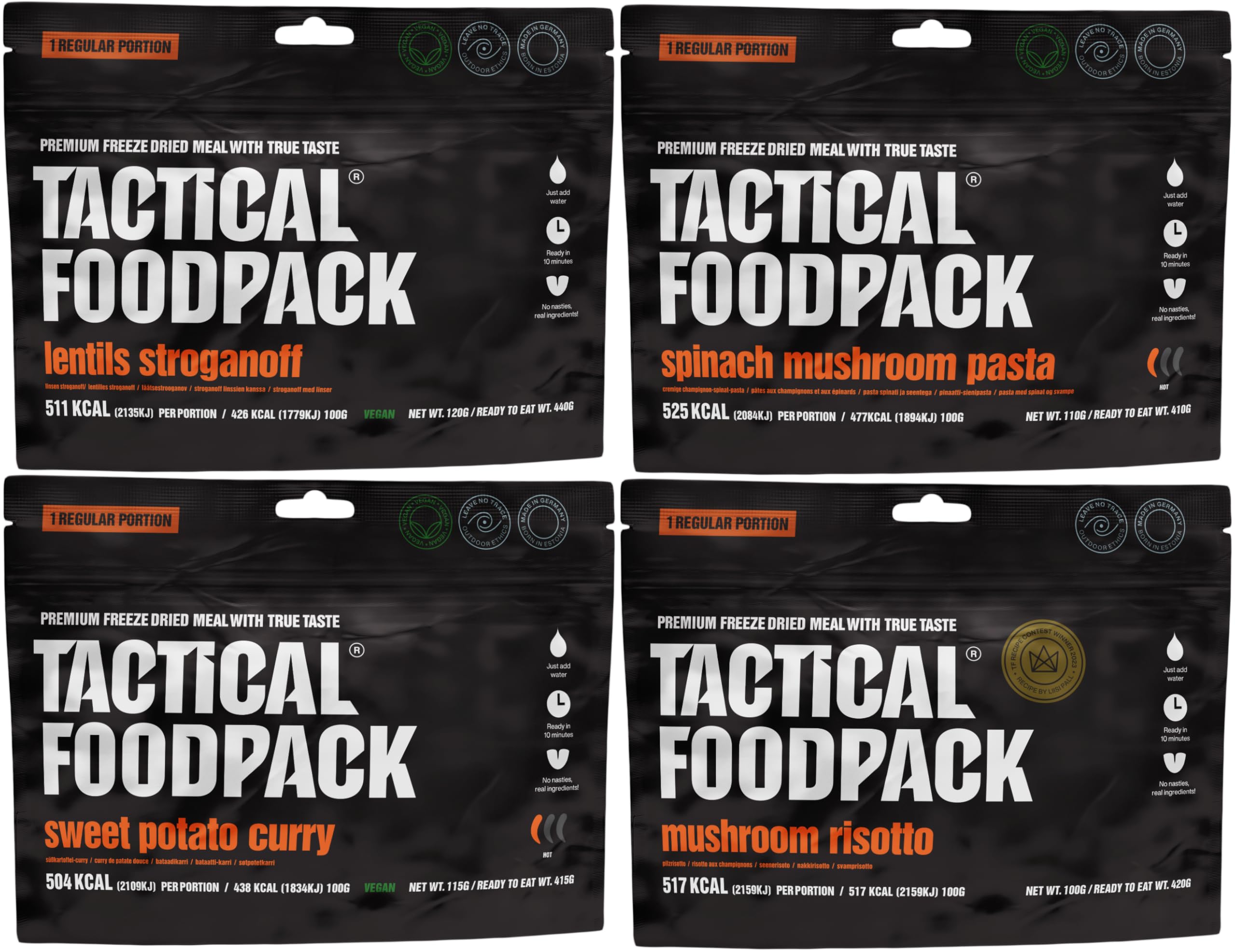 Tactical Fooodpack - Ranger | 6 x gefriergetrocknete Premium Mahlzeiten - Instant Outdoor Nahrung für Camping, Trekking und Büro | Natürliche Zutaten, Lange Haltbarkeit. NEUE REZEPTUR