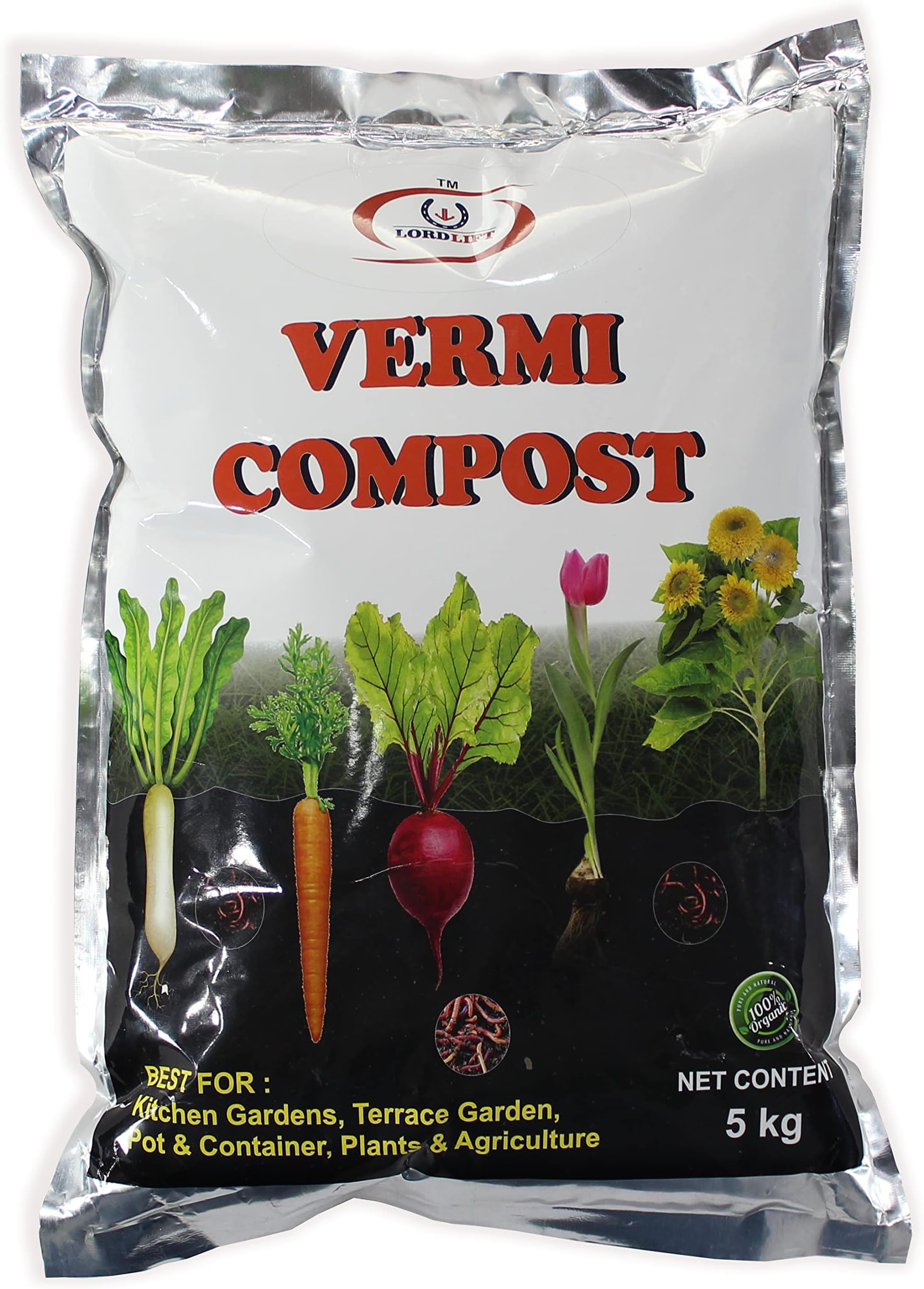 LORDLIFT Vermicompost for Indoor, Outdoor Plants - Natural Organic Growth Boosters , 5 Kg Manure (5 g, Powder)