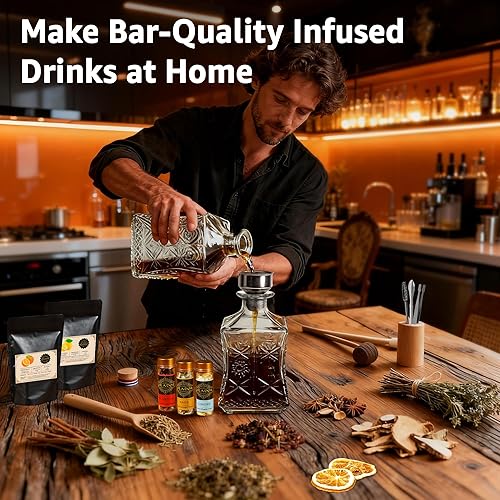 Miniatura 4 de Kit de infusión de alcohol para infusión de whisky, bourbon, ginebra, vodka, tequila, ron  Haz tus propios licores saborizados con 12 ingredientes