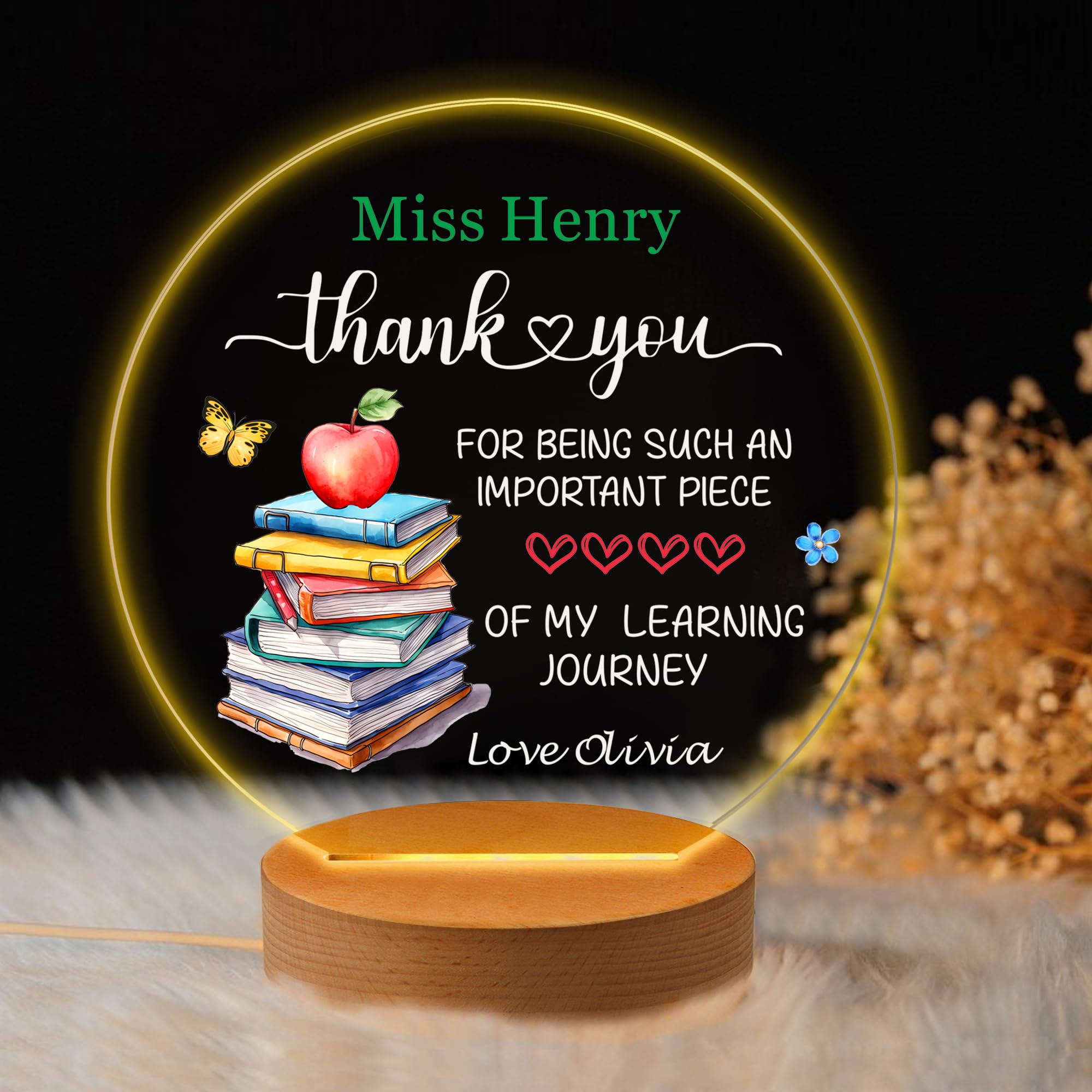 EDSG Persoanlised Teacher Gifts for Women Men 7 Colors Night Light Thank You Teacher Gifts Light Up Night Light Thank You Best Teacher Gifts for Nursery End of Term Gifts (Design 2) โ image 1