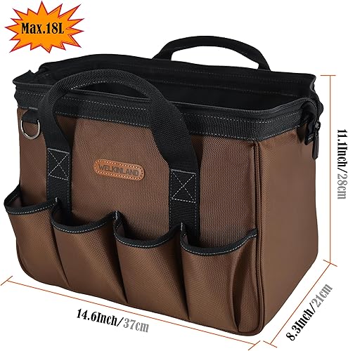 Miniatura 7 de WELKINLAND Bolsa de herramientas para electricista de 17 bolsillos, bolsa de herramientas portátil de 14 pulgadas, bolsas de herramientas