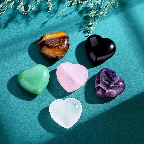 Miniatura 6 de QINJIEJIE 3 piezas de cristales de corazón grandes de 1.2 pulgadas, cuarzo rosa, obsidiana, transparente, natural, curativo, piedras en forma de