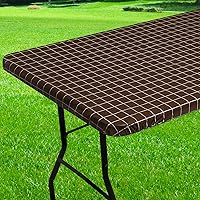 Vista 39 de Mantel rectangular, manteles de plástico elásticos ajustables con parte trasera de franela para mesas de 4 pies, manteles de vinilo impermeables