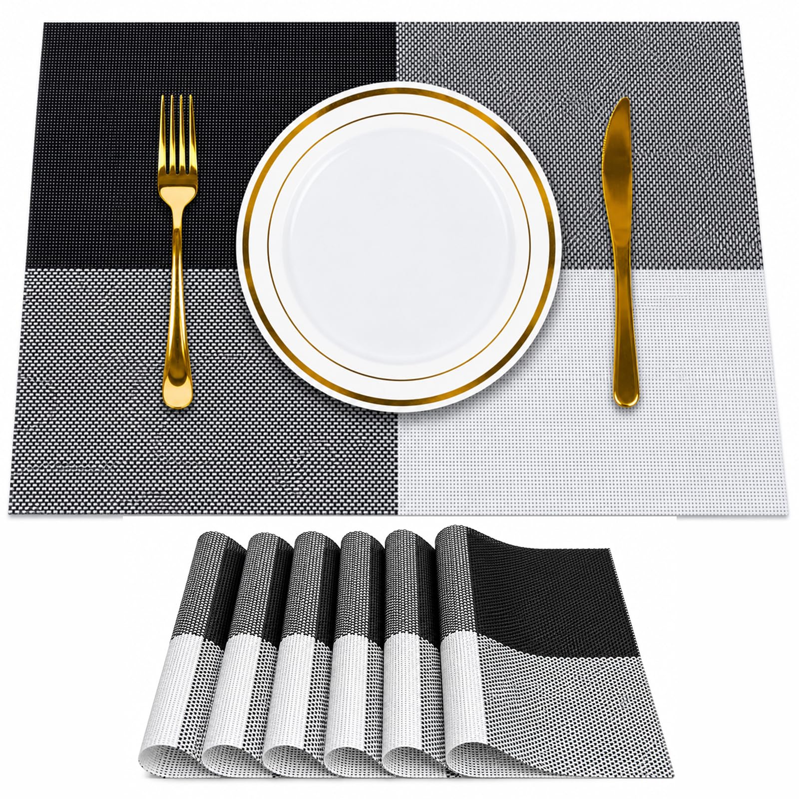 Solitude Placemats Set of 6 Dining Table Place Mats | Placemats Table Mat PVC Material | Non-Slip Heat Resistant | Dining Tablemates Washable Anti-Skid | Size 45 x 30 CM (Brown) — Amazon image 9