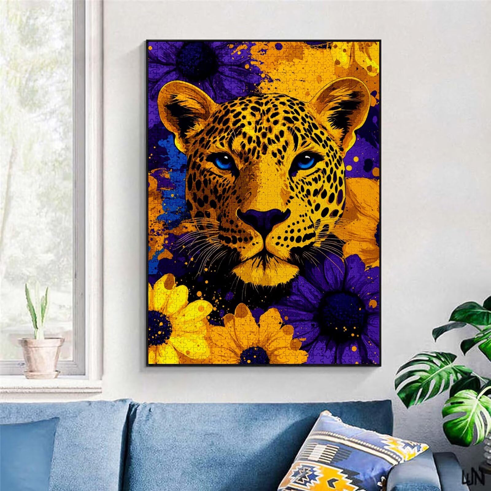 Puzzle 5000 Pezzi, 3 4 5 Anni Puzzle Fiore 6 7 8 Anni Giochi Educativi Sostenibili Con Motivi Per Adulti Da Gioco in Legno Di Alta Qualità Jigsaw Leopardo per Gioco Familiare, Regalo Natale H-5966