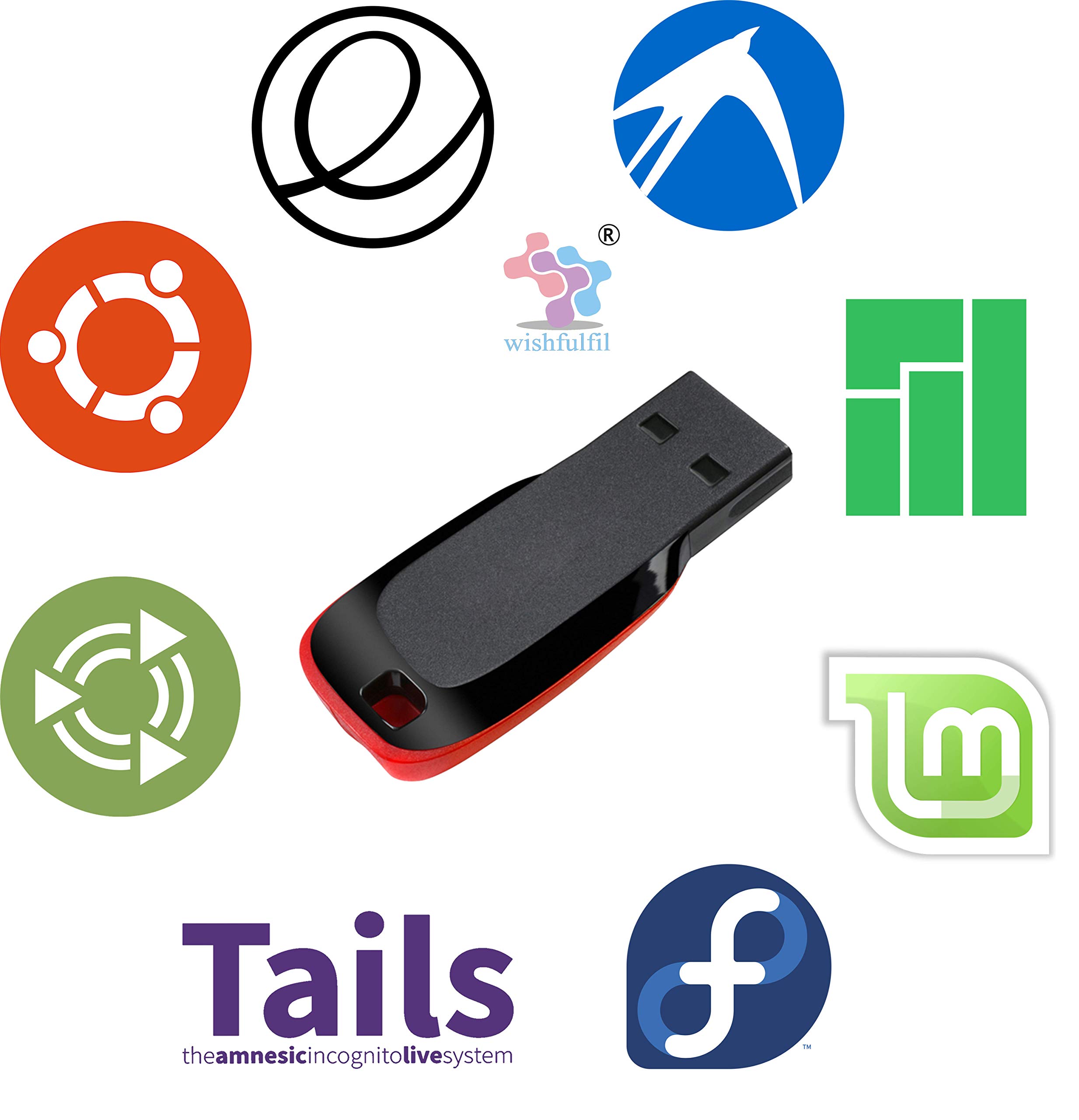 wishfulfil 32GB Manjaro Ubuntu Fedora Elementary Mint Multiboot USB Flash Drive-image-5
