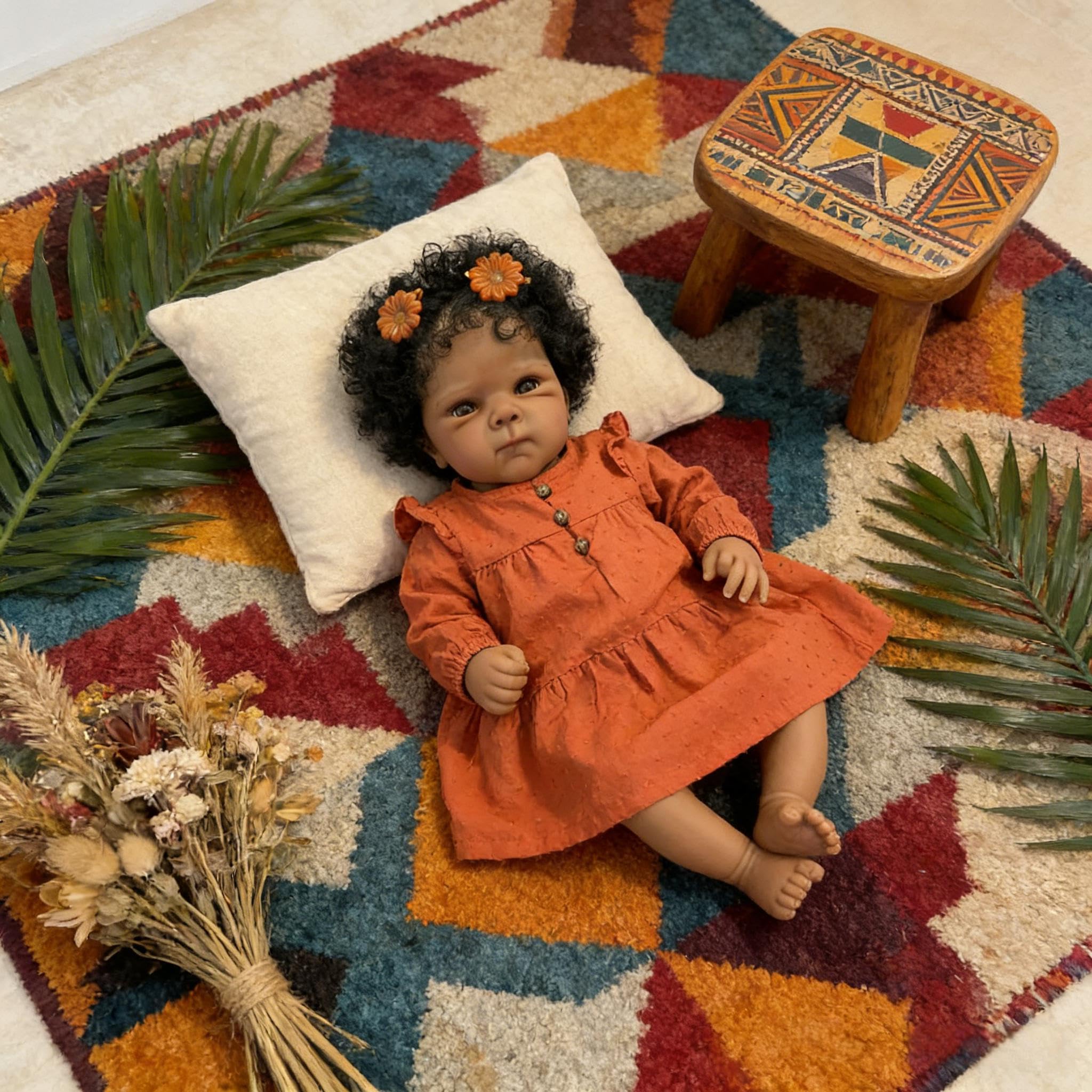Black Reborn Baby Dolls silikonowy winyl na całe ciało, 45 cm, anatomicznie poprawna dziewczyna, afroamerykańska lalka niemowlęca, czarna lalka Reborn dla dziewcząt, realistyczna lalka