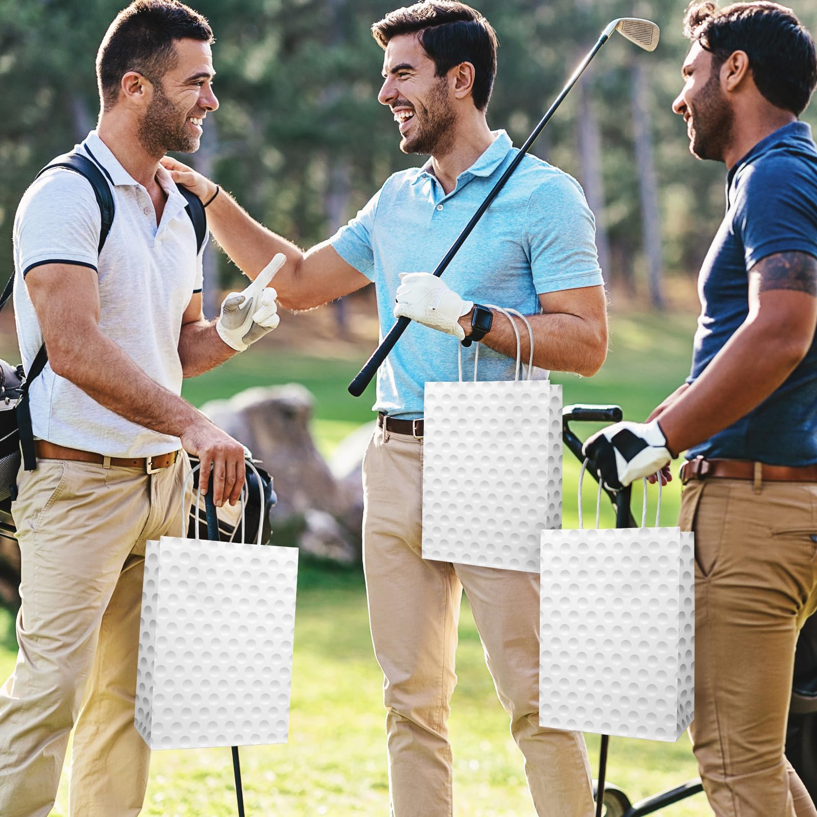 Lemicin 12 Pack Golf Gift Bag Golf Themed Party Favor Bags Candy Paper Goodie Bags with Handles Snack Party Favor Bag for kids Boys Birthday Baby Shower Decoration Supplies