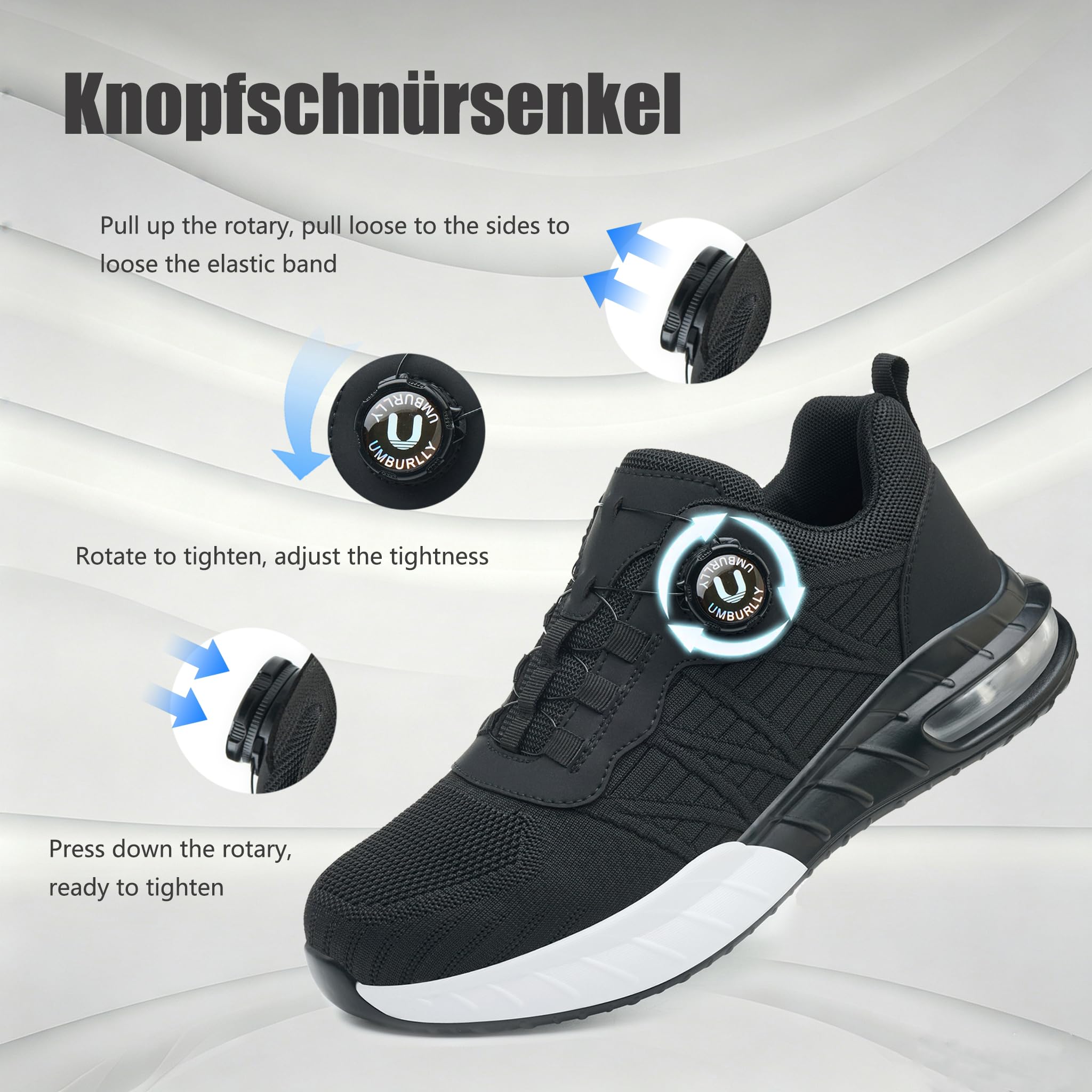 Zapatos de Seguridad para Hombre Mujer Ligeras Colchón de Aire Zapatillas de Trabajo con Punta de Acero Transpirable Antideslizantes