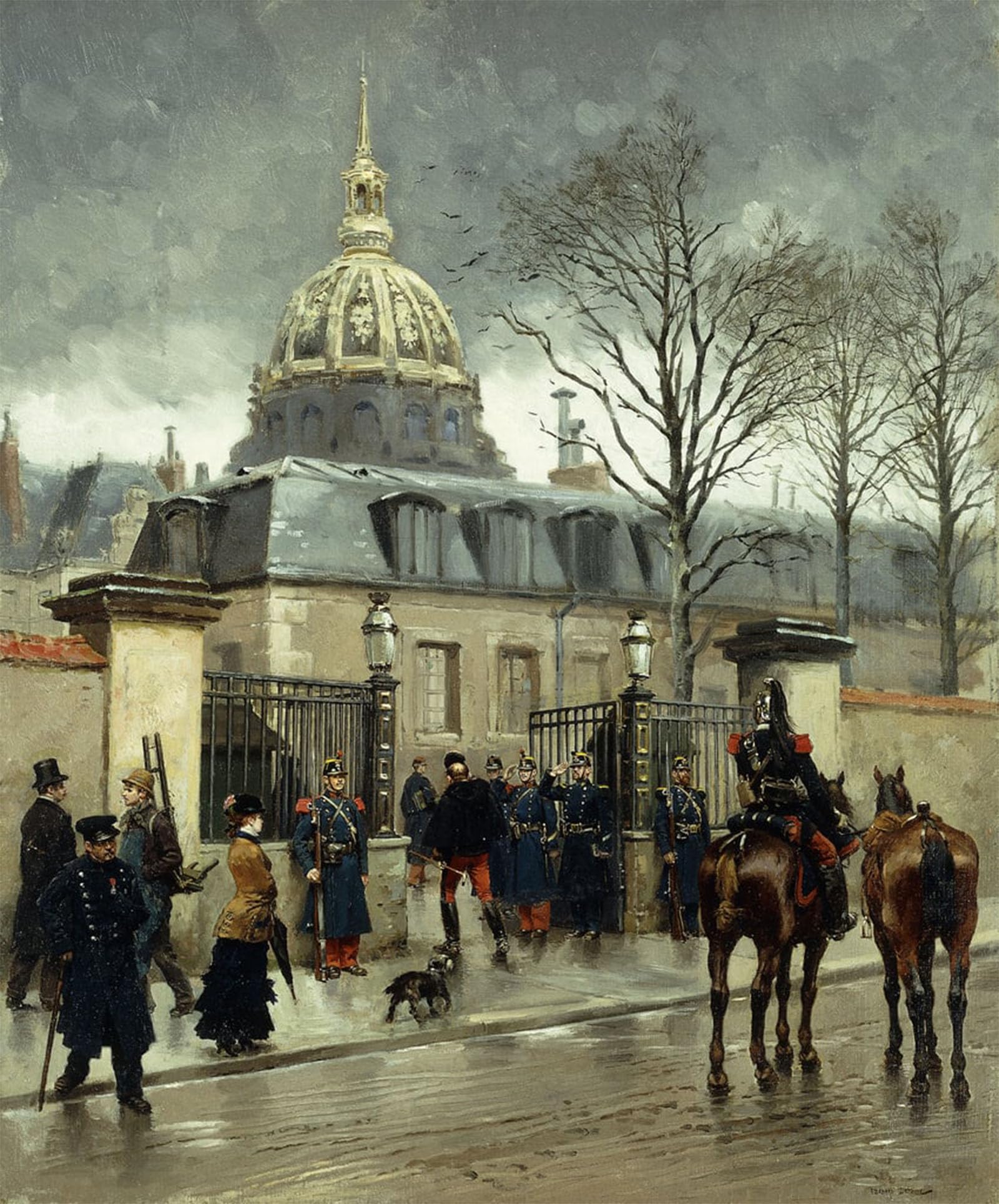 Serendipitp No Frame Vintage Wall Art Canvas Nordic Poster Canvas Print Picture Outside Les Invalides Paris By Jean Baptiste Edouard Detaille Wall Art Poster For Home Decor 60X90cm