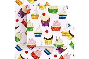 Amazon Birthday Wrapping Paper Sheets with Cupcake Designs